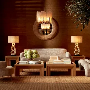 Luxus Elfenbeinfarbenes Sofa mit geometrischem Muster für zeitgenössische Wohnzimmer Lifestyle-Ansicht von Luxury Group International