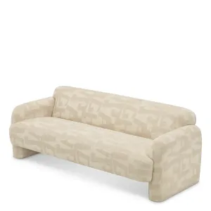Luxus Elfenbeinfarbenes Sofa mit geometrischem Muster für zeitgenössische Wohnzimmer Seitenansicht von Luxury Group International