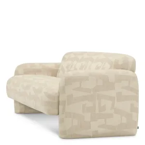 Luxus Elfenbeinfarbenes Sofa mit geometrischem Muster für zeitgenössische Wohnzimmer Seitenansicht von Luxury Group International