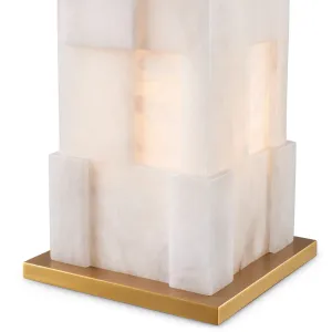 Luxuriöse Elfenbein-Steintischlampe mit goldenen Akzenten – Luxus-Hotelmöbel Detailansicht von Luxury Group International