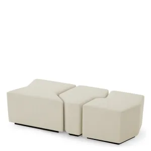Luxus Elfenbein Hocker Set 3-teilig mit Skulpturalem Modularen Design – Luxus Hotelmöbel Vorderansicht von Luxury Group International