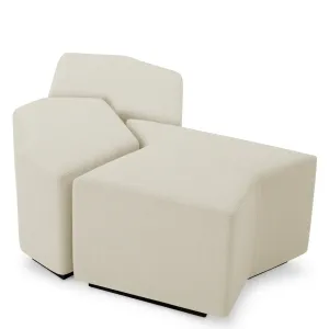 Luxus Elfenbein Hocker Set 3-teilig mit Skulpturalem Modularen Design – Luxus Hotelmöbel Vorderansicht von Luxury Group International