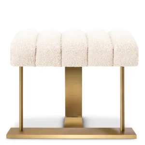Luxus Elfenbein Polsterhocker mit gerilltem Sitz & Goldgestell – Luxus Hotelmöbel Vorderansicht von Luxury Group International