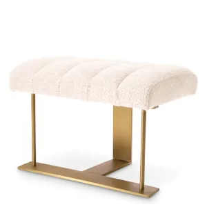 Luxus Elfenbein Polsterhocker mit gerilltem Sitz & Goldgestell – Luxus Hotelmöbel Vorderansicht von Luxury Group International