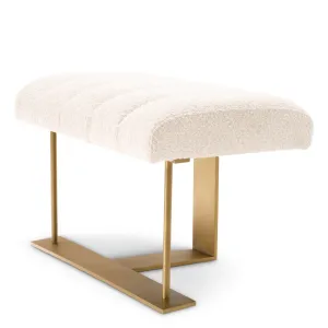 Luxus Elfenbein Polsterhocker mit gerilltem Sitz & Goldgestell – Luxus Hotelmöbel Seitenansicht von Luxury Group International