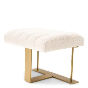 Luxus Elfenbein Polsterhocker mit gerilltem Sitz & Goldgestell – Luxus Hotelmöbel Seitenansicht von Luxury Group International