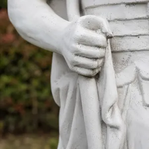 Luxury Kneeling Roman Centurion Garden Sculpture with Crested Helmet - Luxury Classic Sculpture Detail View by Luxury Group International