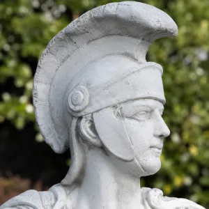 Luxury Kneeling Roman Centurion Garden Sculpture with Crested Helmet - Luxury Classic Sculpture Detail View by Luxury Group International