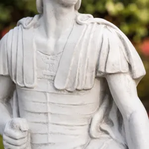 Luxury Kneeling Roman Centurion Garden Sculpture with Crested Helmet - Luxury Classic Sculpture Detail View by Luxury Group International