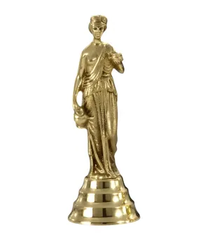 Luxury Lady Figure Bronze Sculpture on Tiered Base in Golden Finish Front View by Luxury Group International