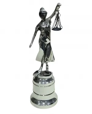 Luxus Lady Justice Bronzeskulptur in Gold-, Silber- & Oxidpatina-Finish von Luxury Group International
