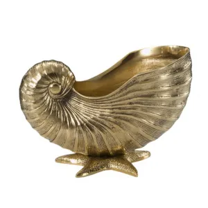 Centro de Mesa Grande de Concha Nautilus de Bronce de Lujo con Base de Estrella de Mar por Luxury Group International