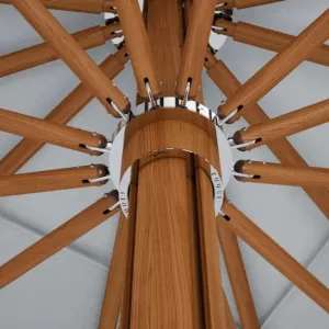 Parasol d'extérieur en bois de luxe avec toile blanche pour jardin et terrasse Vue détaillée par Luxury Group International