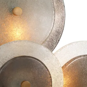Luxury Layered Glass Disc Wall Light with Antique Brass Finish Detail View by Luxury Group International