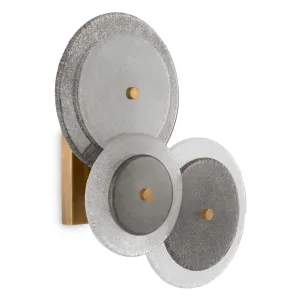 Luxury Layered Glass Disc Wall Light with Antique Brass Finish Front View by Luxury Group International