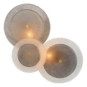 Luxury Layered Glass Disc Wall Light with Antique Brass Finish Front View by Luxury Group International