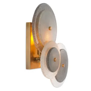 Luxury Layered Glass Disc Wall Light with Antique Brass Finish Side View by Luxury Group International