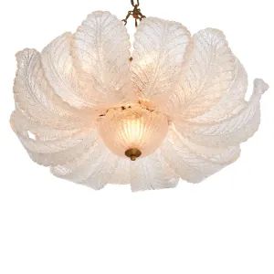 Luxury Leaf Glass Chandelier – Elegant Pendant Ceiling Lamp for Sophisticated Interiors Front View by Luxury Group International