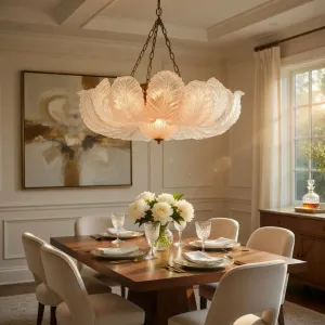 Luxury Leaf Glass Chandelier – Elegant Pendant Ceiling Lamp for Sophisticated Interiors Lifestyle View by Luxury Group International