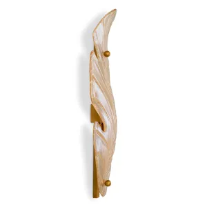 Luxury Leaf Inspired Wall Lamp with Textured Glass Design and Golden Finish - Luxury Hotel Furniture Side View by Luxury Group International
