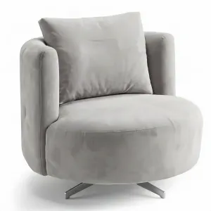 Luxury Light Grey Velvet Swivel Armchair with Curved Design -Luxury Armchair -Luxury Hotel Furniture Front View by Luxury Group International