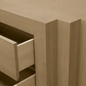 Luxury Light Oak Four-Drawer Sideboard Cabinet with Layered Frame - Luxury Sideboard Cabinet Detail View by Luxury Group International