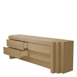 Luxury Light Oak Four-Drawer Sideboard Cabinet with Layered Frame - Luxury Sideboard Cabinet Detail View by Luxury Group International