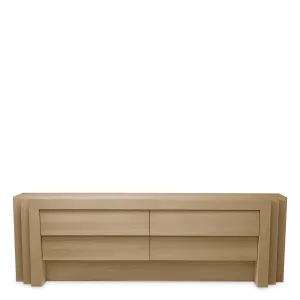 Luxury Light Oak Four-Drawer Sideboard Cabinet with Layered Frame - Luxury Sideboard Cabinet Front View by Luxury Group International