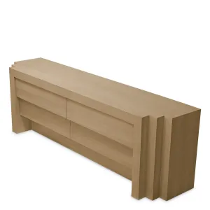 Luxury Light Oak Four-Drawer Sideboard Cabinet with Layered Frame - Luxury Sideboard Cabinet Side View by Luxury Group International