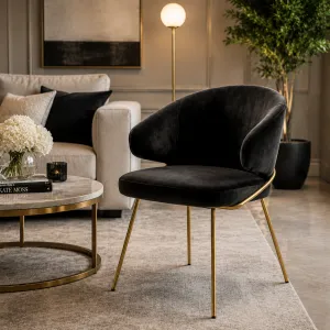 Luxus Wohnzimmer- & Hotel-Sessel Schwarz / Gold 60 cm – Luxus Hotelmöbel – Luxus Möbel Lifestyle-Ansicht von Luxury Group International