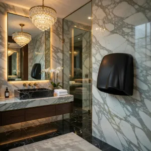 Luxury Low-Noise Automatic Hand Dryer with Induction Motor Technology Lifestyle View by Luxury Group International