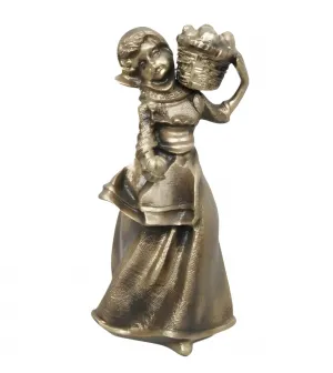 Luxury Maiden Bronze Sculpture with Raised Harvest Basket - Luxury Bronze Figure Front View by Luxury Group International