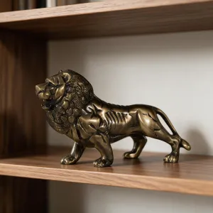 Luxury Majestic Standing Lion Bronze Sculpture with Textured Mane - Luxury Bronze Figure Lifestyle View by Luxury Group International