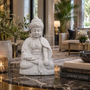 Sculpture Bouddha en Marbre de Luxe au Design Méditatif Assis - Sculpture Classique de Luxe Vue lifestyle par Luxury Group International