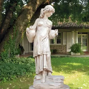 Statue de Jardin Classique en Marbre de Luxe avec Urnes Décoratives - Sculpture Classique de Luxe Vue de face par Luxury Group International