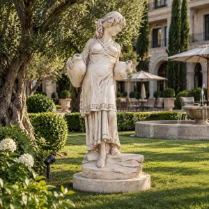 Statue de Jardin Classique en Marbre de Luxe avec Urnes Décoratives - Sculpture Classique de Luxe Vue lifestyle par Luxury Group International