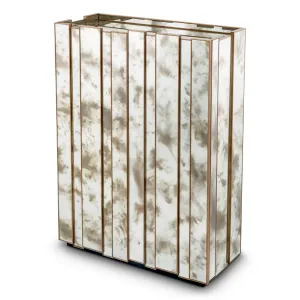 Luxus-Bar-Schrank mit Marmoroptik und goldenem Metallrahmen – Luxus-Hotelmöbel Seitenansicht von Luxury Group International