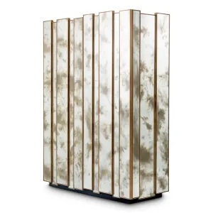 Luxus-Bar-Schrank mit Marmoroptik und goldenem Metallrahmen – Luxus-Hotelmöbel Seitenansicht von Luxury Group International