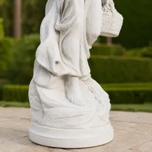 Scultura da Giardino di Lusso in Marmo con Figura Femminile e Cesto Ornamentale - Scultura Classica di Lusso Vista dettaglio di Luxury Group International