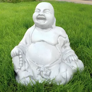 Luxury Marble Laughing Buddha Sculpture with Traditional Seated Design - Luxury Classic Sculpture Lifestyle View by Luxury Group International