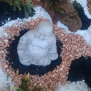 Luxury Marble Laughing Buddha Sculpture with Traditional Seated Design - Luxury Classic Sculpture Top View by Luxury Group International
