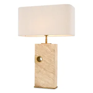 Luxus Marmor Tischlampe mit Stoffschirm für elegante moderne Innenräume Vorderansicht von Luxury Group International