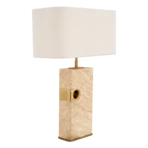 Luxus Marmor Tischlampe mit Stoffschirm für elegante moderne Innenräume Vorderansicht von Luxury Group International