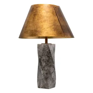 Luxus Marmor-Tischlampe mit Goldfarbener Schirm für Moderne Elegante Innenräume Vorderansicht von Luxury Group International