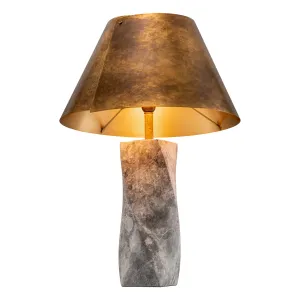 Luxus Marmor-Tischlampe mit Goldfarbener Schirm für Moderne Elegante Innenräume Vorderansicht von Luxury Group International