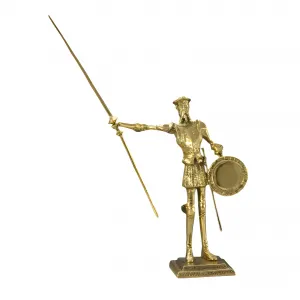 Luxus Mittelalterliche Ritter Bronze Skulptur mit Lanze und Schild Vorderansicht von Luxury Group International