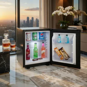 Luxury Mini Bar Cabinet with Silent Thermoelectric Refrigeration - 28 Litre Lifestyle View by Luxury Group International