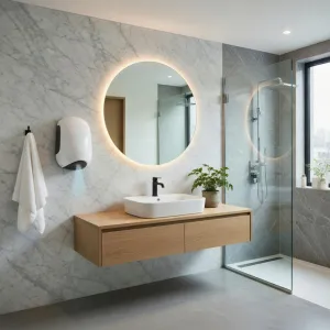Luxury Mini Eco-Jet Automatic Hand Dryer with Compact Space-Saving Design Lifestyle View by Luxury Group International