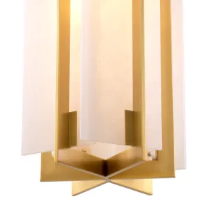 Lampada a Sospensione Moderna di Lusso in Ottone – Lampada da Soffitto Geometrica con Vetro Satinato Vista dettaglio di Luxury Group International
