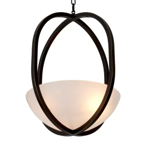 Lampada da Soffitto Circolare Moderna di Lusso – Elegante Struttura in Metallo con Paralume a Ciotola in Vetro Satinato Vista frontale di Luxury Group International